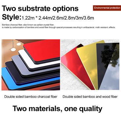 Popular Design Bamboo Charcoal Wood Veneer PVC Mirror Wall Panels Waterproof Interior Decorative For Commercial Space