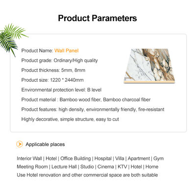 Bamboo Wood Fiber Wall Panels Decoration Background Wall 8mm Bamboo Charcoal Wpc Wood Veneer Panel