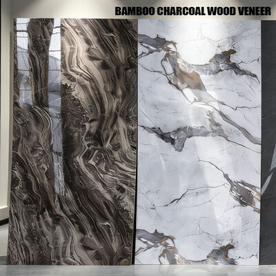 Modern Waterproof Bamboo Charcoal Wood Veneer Co-extruded Wallboard PVC Classic Decorative Wallcovering for Bedroom Hotel Gym