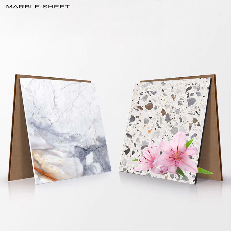 Environment Friendly Bamboo Charcoal Wood Veneer Interior PET Marble Wall Panel