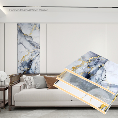 Pannello murale moderno in marmo al carbone di bambù, impermeabile e ignifugo, impiallacciatura di legno per la decorazione murale di ville e uffici