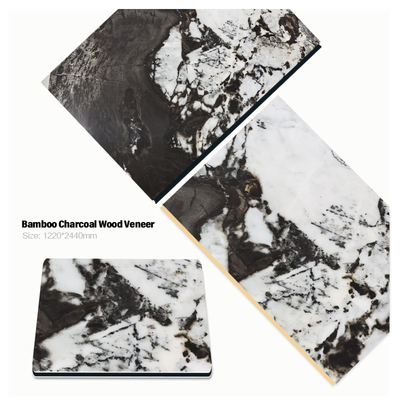 Nuovo colore PVC Bamboo Charcoal Impiallacciatura di legno Impermeabile e resistente all'umidità Pannello murale in marmo Pannello decorativo per hotel
