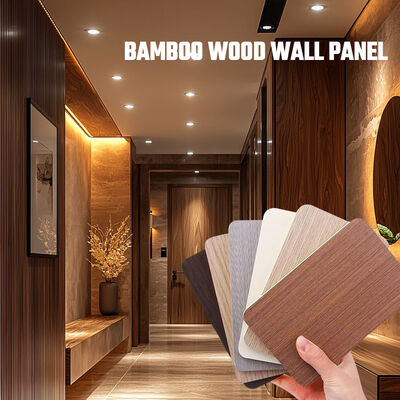Pannello murale effetto legno 1200*2440 per decorazione d'interni, pannello murale in fibra di bambù per hotel