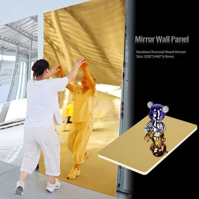 Pannello Specchio PET Carbone di Bambù Specchio Legno Impiallacciatura di Legno Pannello Murale in Fibra di Bambù