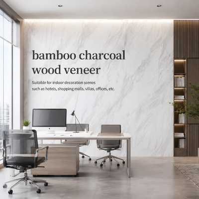Pannello murale in marmo PVC Decorativo per interni impiallacciato in legno di carbone di bambù per ufficio