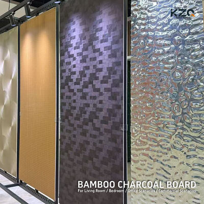 Pannello murario a ondulazione d'acqua decorativo di bambù in carbone per l'interior design di hotel villa