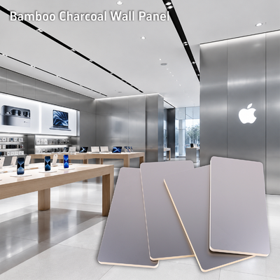 Fabbrica all'ingrosso Bambù Carbone di legno Veneer Apple Store Stile pannelli di parete metallici decorativi